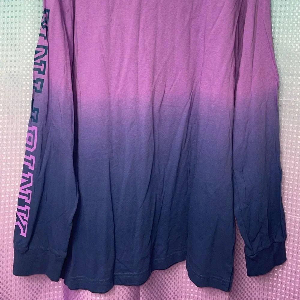 NWT VS PINK L/XL purple blue ombré long sleeve campus tee - Picture 4 of 4